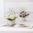 thumbnail image 3 of Artificial Flowers Hydrangea with Ceramic Vase Silk Chrysanthemum Mini Potted Fake Flowers Hanging Potted Plants for Wedding Home Office Decoration Pack of One (White), 3 of 5