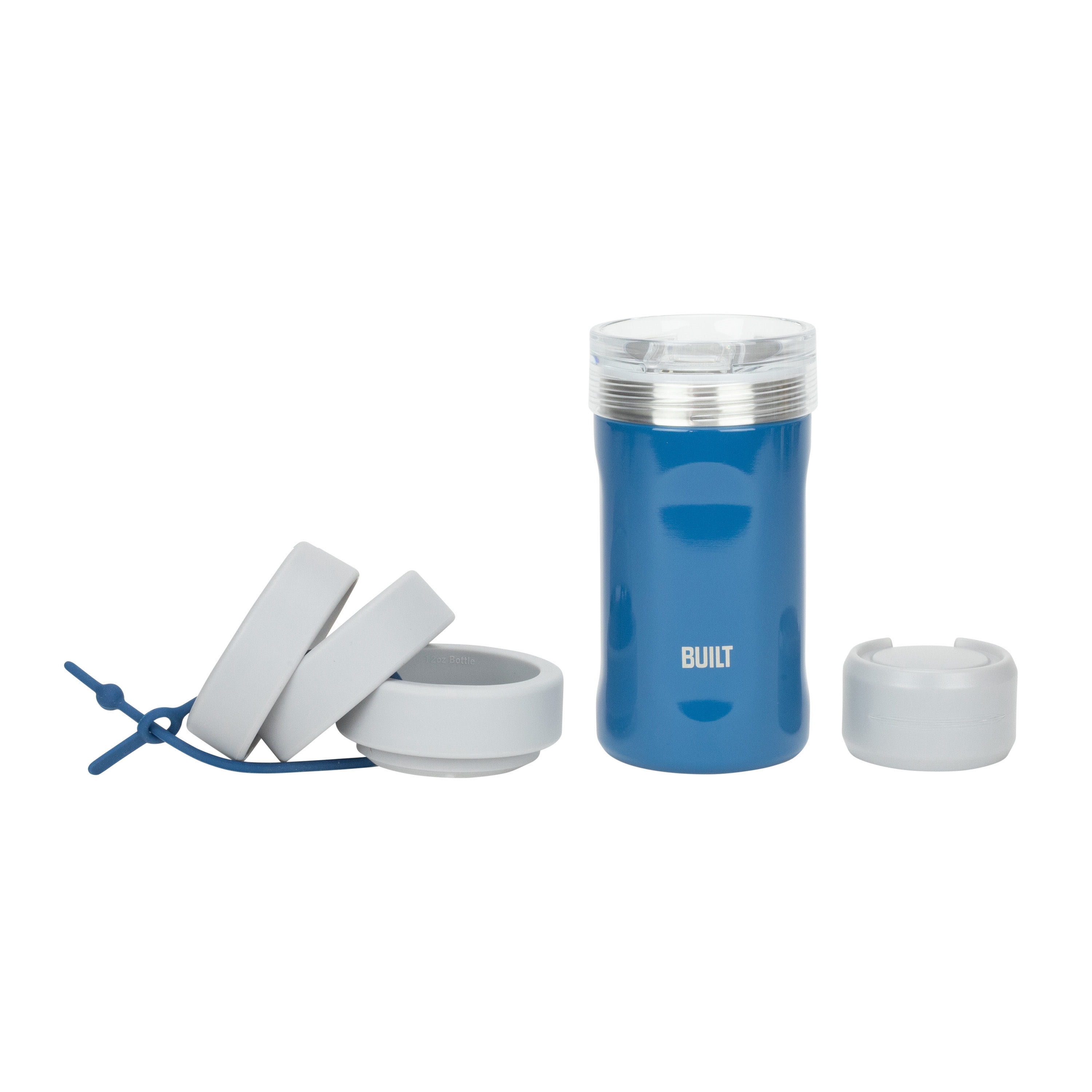 BUILT 5-in-1 14 oz Insulated Stainless Steel Can Cooler and Drink Sleeve Set, Poseidon