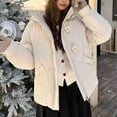 thumbnail image 5 of jtjvou Women's Winter Coat Warm Jacket with Hooded Thicken Coats Ladies Outerwear Oversized Cropped Quilted Puffer Jackets White M, 5 of 8