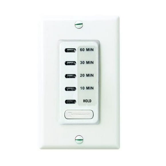 Intermatic Electronic Countdown Timer, 120 VAC, 60 Hz, Preset Times 10,20,30,60 Minute, With Hold, White