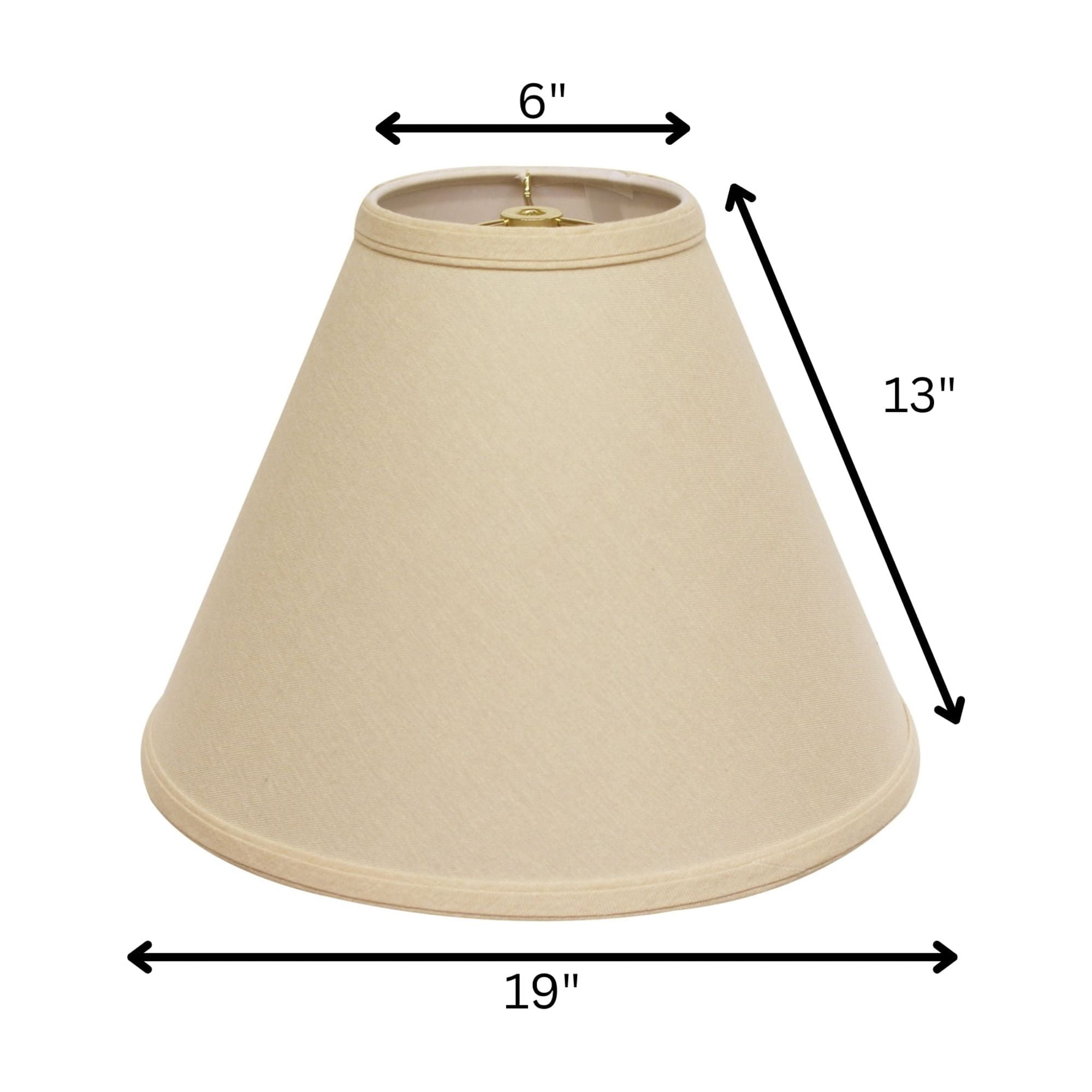 Izzovium 19in Bottom Beige Fabric Lampshade, 13in Height Hardback Cone with Washer Fitter for Tables