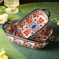 thumbnail image 3 of ONECCI Baking Dish Ceramic Baking Pan Blue Casserole Dish Porcelain rectangular Baking Set 2pcs Bakeware Sets Lasagna Pan Baking Dishes for oven(Honey Flower), 3 of 8