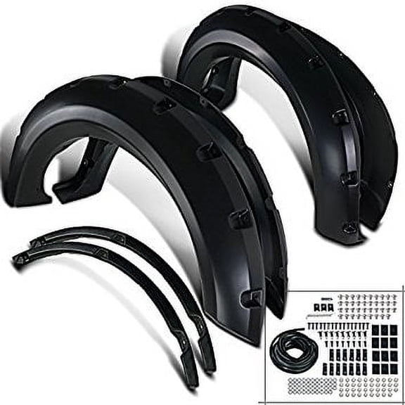 Spec-D Tuning FDF-F15009A-PK-MP Ford F150 Pickup 4PC Black Pocket Style Wheel Fender Flares Cover