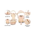 thumbnail image 4 of BLISSFUL STEP Crystal Ankle Strap Heels Square Toe Stiletto Heel Sandals for Women Champagne Gold(Size 6), 4 of 7