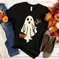thumbnail image 2 of Camisetas con estampado de flores, fantasma y calabaza para Mujer, ropa de fiesta de Halloween, Tops góticos de calle de Hip Hop, Camisetas para Mujer, gran oferta, 2 of 4