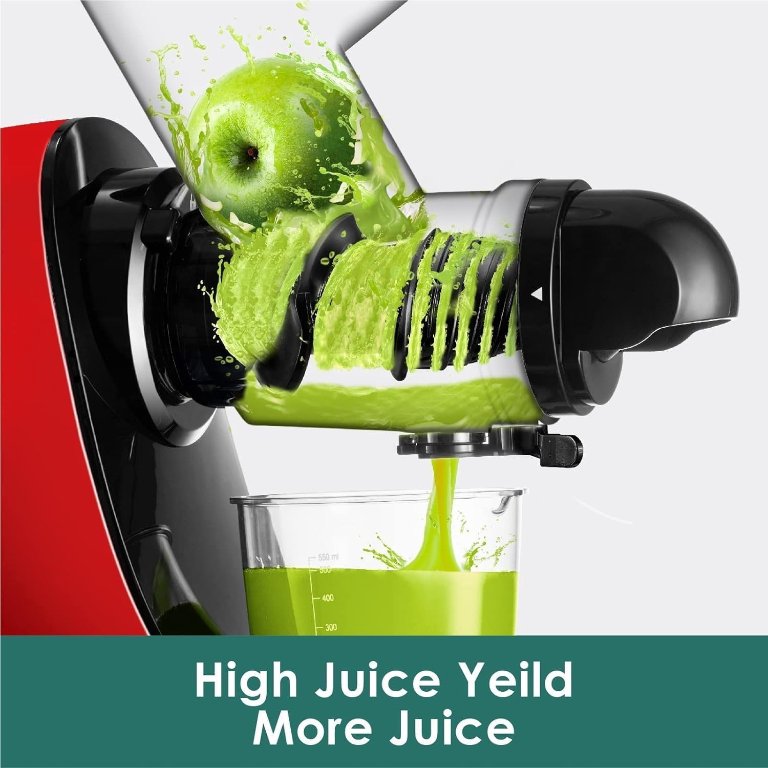 Cold Press Juicer,Masticating Slow Juicer, 3'' Large Feeding Chute fit Whole Fruits and Vegetable,High Juice Yield,, Easy to Clean, Red Juicer, Ideal  for Family Member and