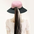 thumbnail image 7 of Kids Girls Ponytail Summer Sun Hat Wide Brim UV Protection Bucket Cap, 7 of 7