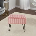 thumbnail image 5 of Home Soft Things Super Soft Faux-Fur Upholstered Stool Ottoman, Rose Smoke, 19"x13"x17", 5 of 7