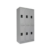 Tennsco Double Tier Locker, Triple Stack, 36w x 18d x 72h, Medium Gray