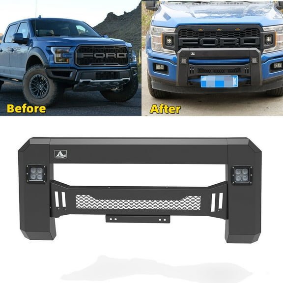 For 2018 2019 2020 Ford F150 Front bumper Bull Bar Black Powder Coated Steel