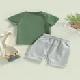 thumbnail image 4 of AMERTEER Kid Pants Suit  Boy Short Sleeve Round Neck Letters Tops + Casual Street Drawstring Short Pants  Grey 2-3 Years, 4 of 8