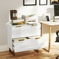 thumbnail image 2 of HOMCOM 2 Drawer File Cabinet Lateral Filing Cabinet High Gloss White, 2 of 10