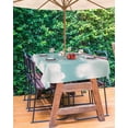 thumbnail image 3 of Fsddascl Teal Ombre Sky Retro Outdoor Tablecloth - 60x84 Inch Rectangle Dining Table Cover, Modern Rustic Clouds Landscape Waterproof Outdoor Table Cloth with Umbrella Hole & Zipper for Picnic/Patio, 3 of 7