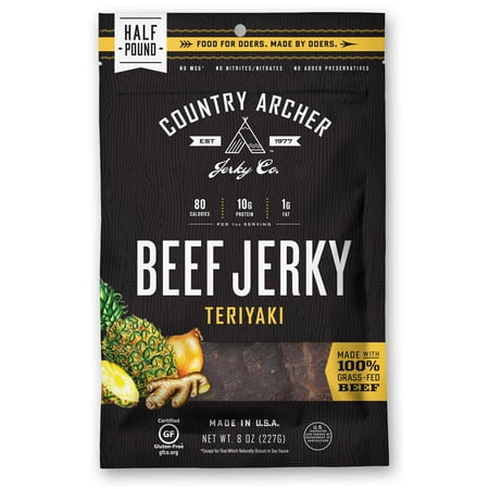 Country Archer Jerky Co. Beef Jerky, Teriyaki, 8oz, 1