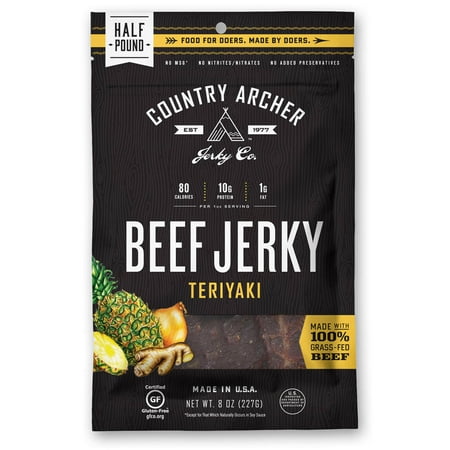 - Country Archer Jerky Co. Beef Jerky, Teriyaki, 8oz, 1 bag