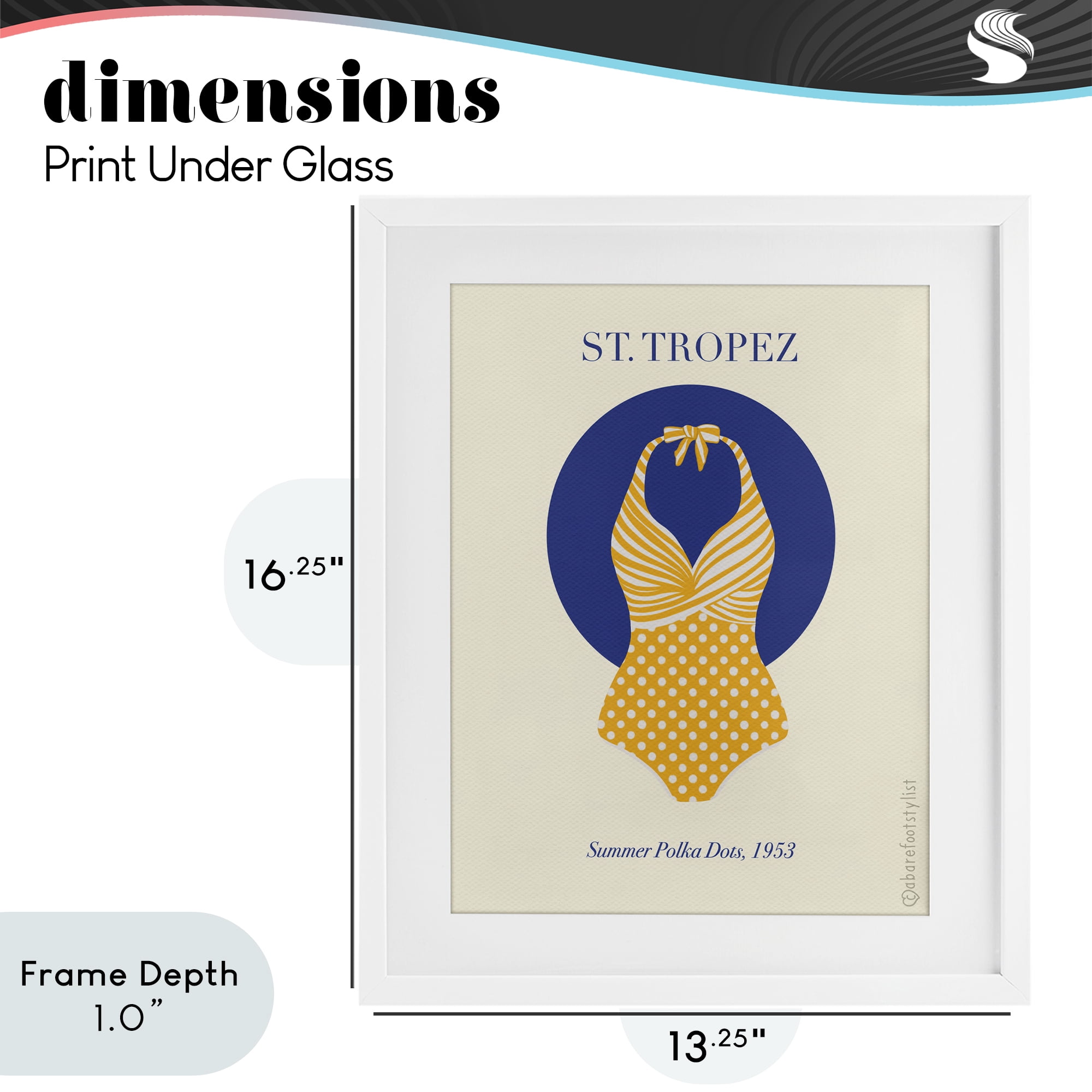 Stupell Industries St. Tropez Dotted Swimsuit White Framed Print Under Glass, design by A Barefoot Stylist