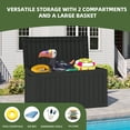 thumbnail image 3 of Uforic 72 Gallon Outdoor Resin Storage Box with Wheels, Patio Deck Box for Indoor & Outdoor Use, Ideal for Throw Pillows, Sports Gear & Yard Supplies, Black, 3 of 9