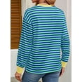 thumbnail image 5 of Womens Tunic Tops Long Sleeve Striped Shirts Crewneck Tops Green XXL, 5 of 7