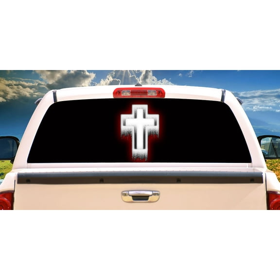 CROSS 1 Rear Window Graphic back truck decal suv Christian car