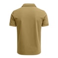 thumbnail image 5 of Yifymode Men's Zipper Collar Short Sleeve Polo Shirt, Classic Fit Soft Fabric for Casual and Sports Wear Khaki 3XL, 5 of 5