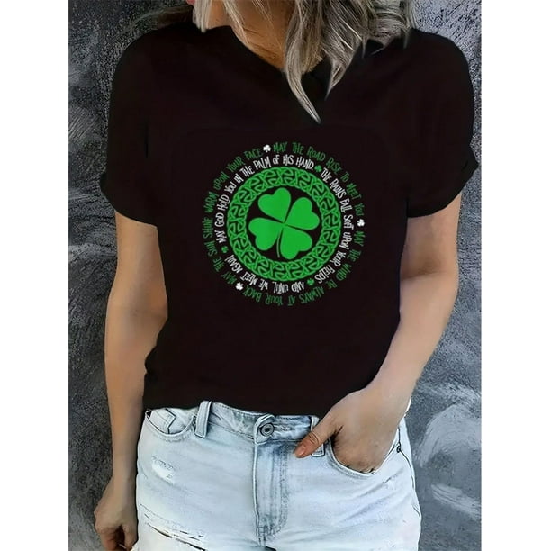 Women's Funny St. Patrick's Day Graphic T-Shirt Cotton Soft Stylish Casual Short Sleeve Crew Neck Top