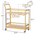 thumbnail image 7 of Furmax Mobile Bar Cart, Modern, Industrial, With Wine Rack, Glass Holder, and Wood Storage Shelves, Ideal for Living Room, Kitchen, Bar, Restaurants, and Parties, Golden, 7 of 7