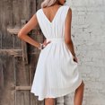 thumbnail image 3 of Women White Dress Formal, Chiffon Sleeveless A-Line Dress, Summer Wrap V Neck High Waist Midi Dresses with Belt Flowy Beach Vacation Sundress Patchwork Dress White XL, 3 of 6