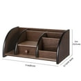 thumbnail image 5 of Wooden Desk Organizer w/ Drawer & Book End, Classic Wood Office Supplies Accessories Desktop Tabletop Sorter Shelf Rack Cherry Brown Pencil Holder Caddy Set (6 Compartments), 5 of 7