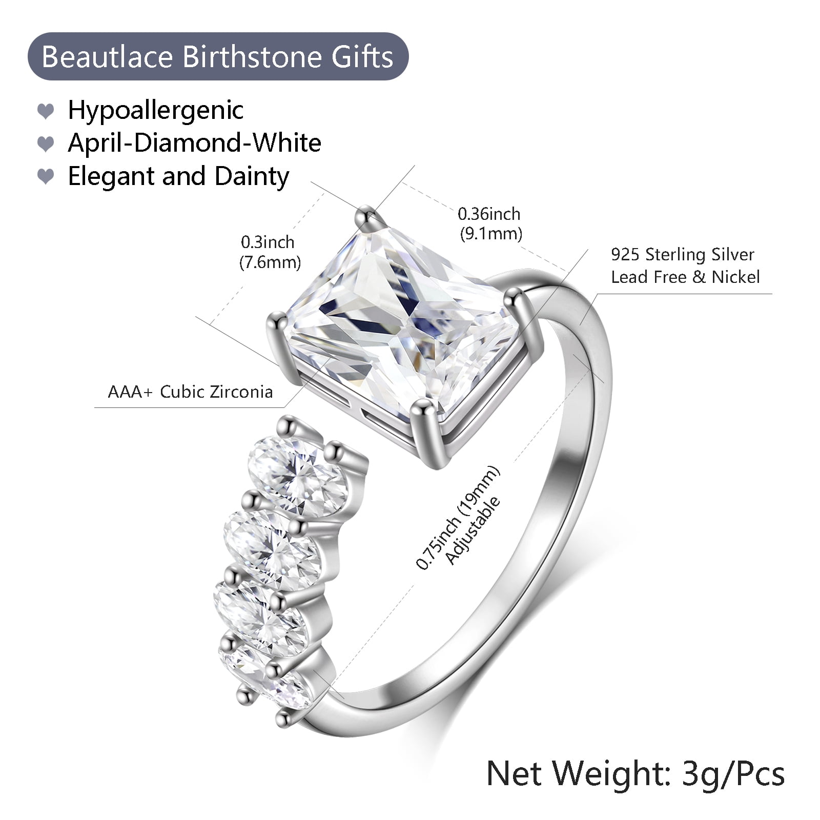 Dainty princess birthstone ring best sale