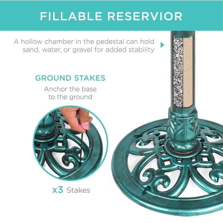 Best Choice Products Pedestal Bird Bath, Green photo 3