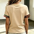 thumbnail image 4 of Mexico 2026 Soccer Cup Fan Jersey for Women, V-Neck Short Sleeve T-Shirt with Gold Totem & "MÉXICO" Print, Breathable Casual Sports Tee Pullover Top, 1 PC Beige L, 4 of 4