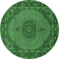 thumbnail image 1 of Ahgly Company Indoor Round Medallion Emerald Green Traditional Area Rugs, 4' Round, 1 of 4
