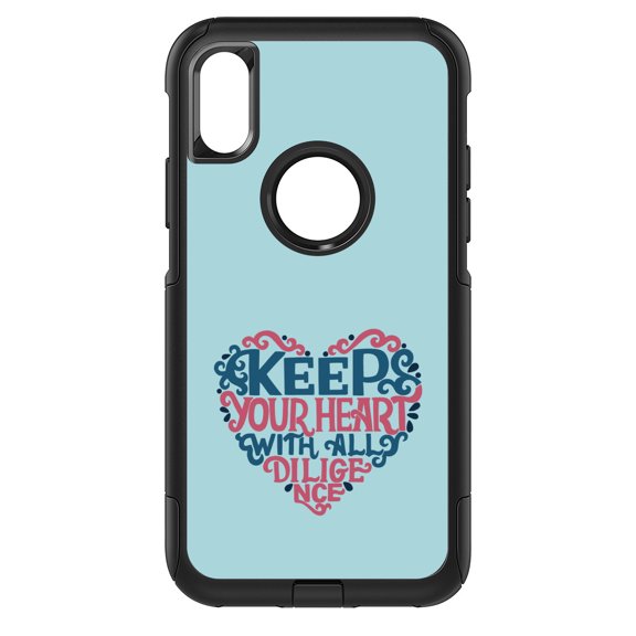DistinctInk Custom SKIN / DECAL compatible with OtterBox Commuter for iPhone X / XS (5.8" Screen) - Keep Your Heart With All Diligence