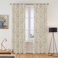 thumbnail image 2 of Beige Baroque Kitchen Curtains 84 Inch Length, Farmhouse Scroll Floral Pattern Art Grommet Top Bedroom Living Room Curtains, Light Filtering Cafe Curtain Drapes 2 Panels Set 84''x84'', 2 of 9
