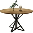 thumbnail image 1 of Round Dining Table for 4, 47" Wooden Dining Room Tables with Metal Pedestal & 4 Parts of Tabletop, Save Space, Circle Dinner Table for Home Kitchen, 1 of 6