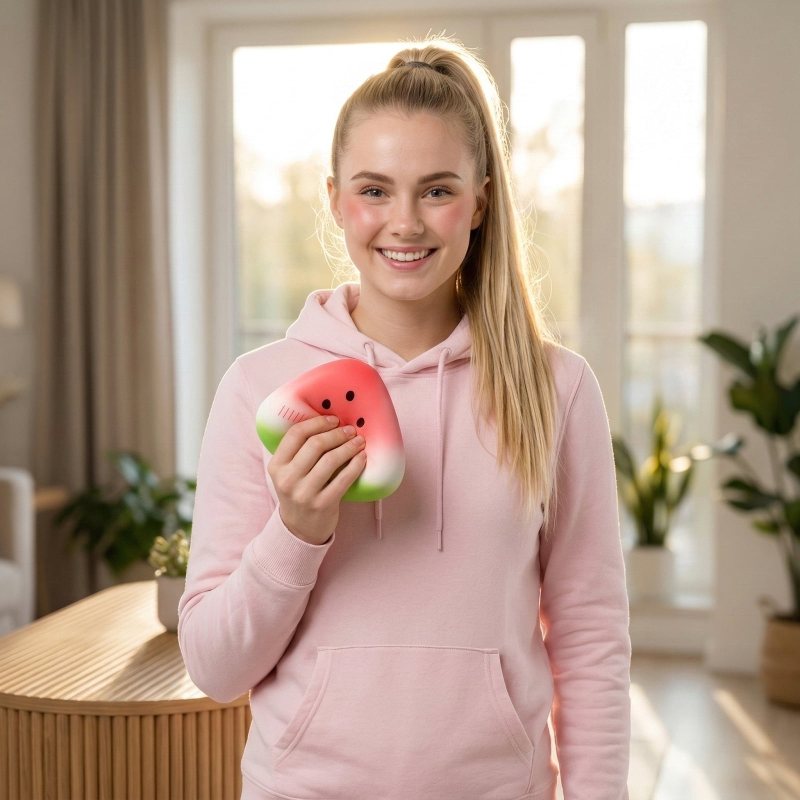 Cute Watermelon Squishy Stress Ball, Slow Rising Soft Scented Design, Decorative Fruit Ornament for Indoor Desk Display