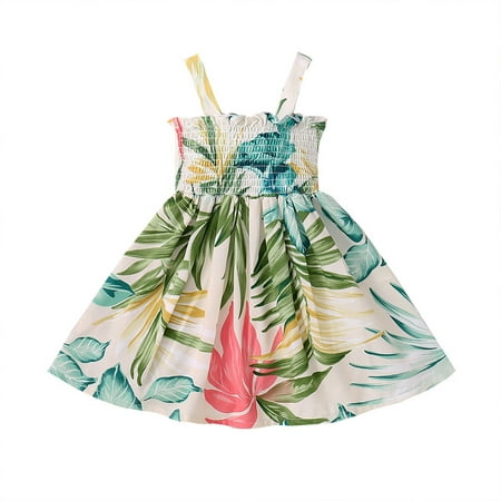 

Pedort Baby Girls Dresses Girls Summer Spaghetti Strap Casual Above Knee Cami Dress Colorful Retro Twirl Swing Dresses Green 100