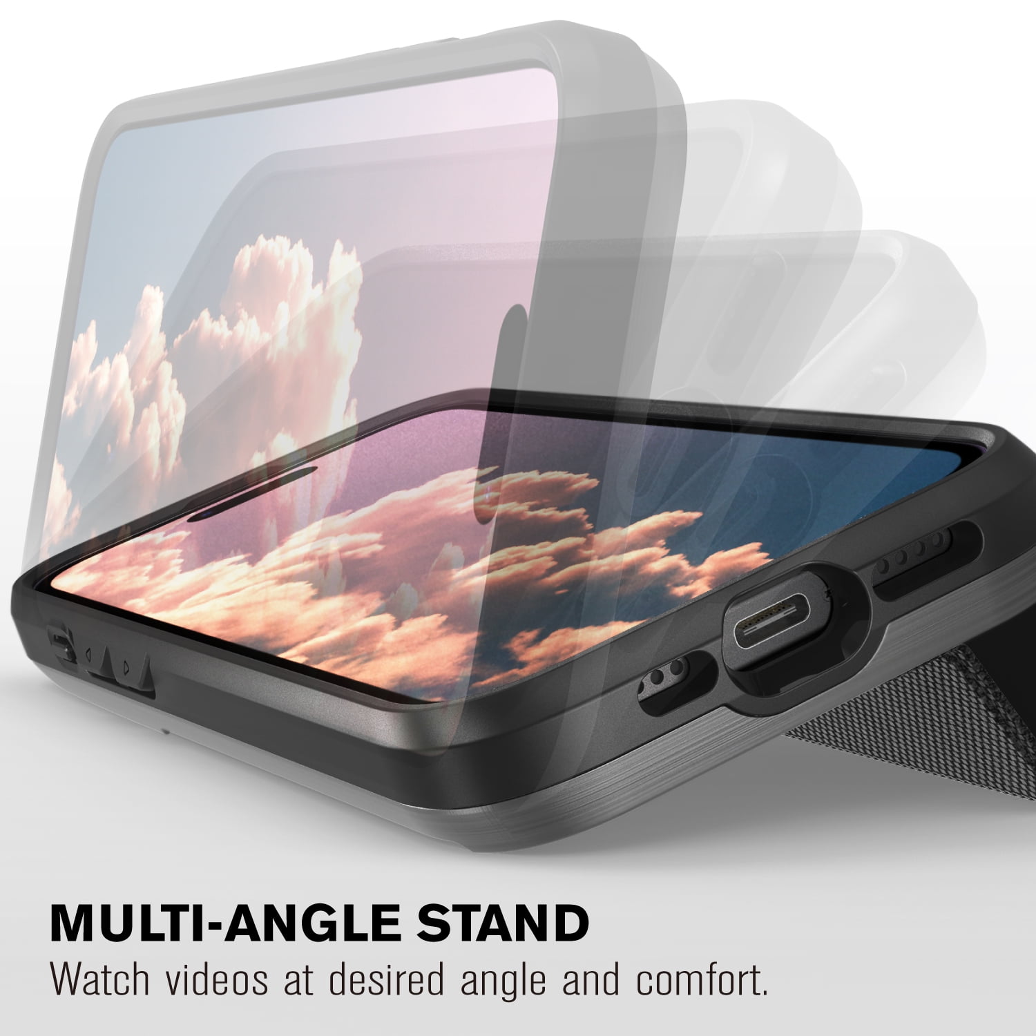 VENA vCommute Wallet Case Compatible with Apple iPhone 15 Pro (6.1"), (Military Grade Drop Protection) Flip Leather Cover Card Slot Holder with Kickstand - Slate Black