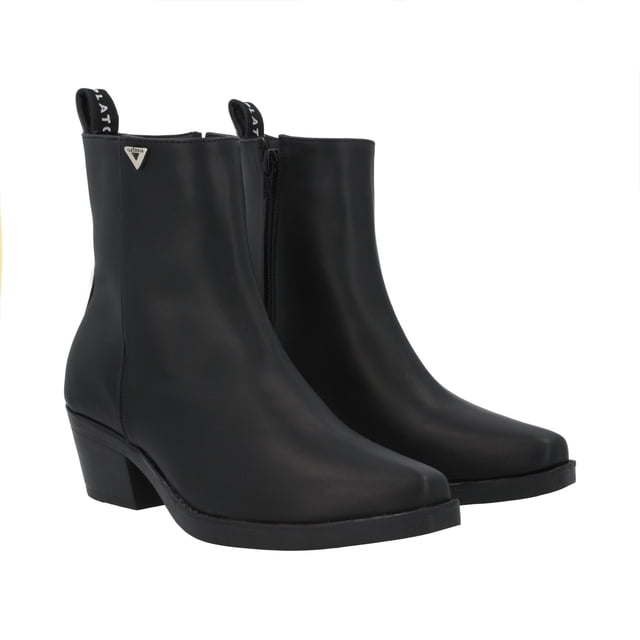 Bota Vaquera Tacón Bajo Texas Para Mujer Micro Suede Capreto Negro