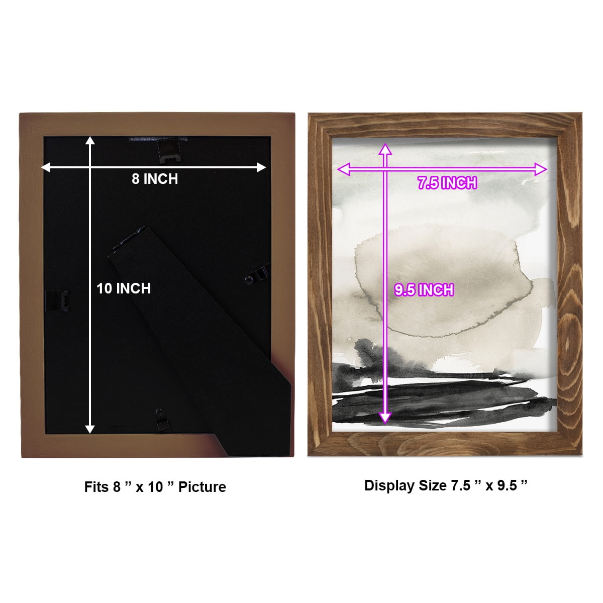 Ebony Horizon Triptych II - Framed Print w/glass - Walnut