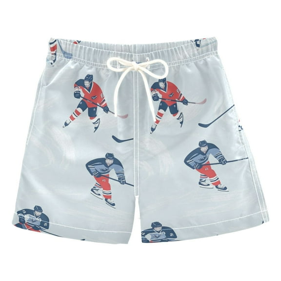 FORMRS Boys Swim Trunks Quick Dry Mesh Liner Boardshorts Sizes XS-XL, Hockey Action Zone