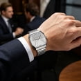 thumbnail image 6 of Faceted Quartz Watch with Stainless Steel Strap, Geometric Square Dial Pointer Wristwatch for Men Women, Versatile Casual Dress Watch for Daily Business Party Wear, 30M Water Resistant, 6 of 9