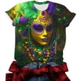 thumbnail image 5 of Mardi Gras Blouses for Women 3/4 Length Sleeve Tops Carnival Parade Street Shirts Fat Tuesday Three Quarter Sleeve Tees Mask Graphic Funny Top Holiday Outfits Women, 5 of 6