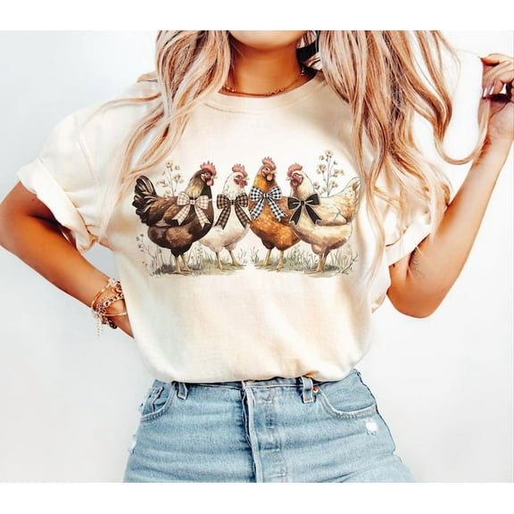 Chicken Shirt Coquette Bows Aesthetic K Cottagecore Homestead Farm Life Autumnshirt, Chick Or Treat, Pumpkin Shirt, Fall Chicken