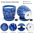 thumbnail image 2 of BUYMAX Ceramic Plant Pots, 6 inch Indoor Plant pots with Drainage Hole and Saucer, Flower Pots, Set of 2, Leaf Embossed - Blue Glaze, 2 of 6