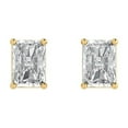 thumbnail image 3 of 14K Solid Gold Push Back Stud Earrings for Women | 1 cttw Emerald Cut Moissanite | Yellow Gold, 3 of 5
