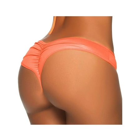 SAYFUT Sexy Women s Thong Scoop Bikini Bottoms The Itsy Back Ruched Cheeky Swimwear