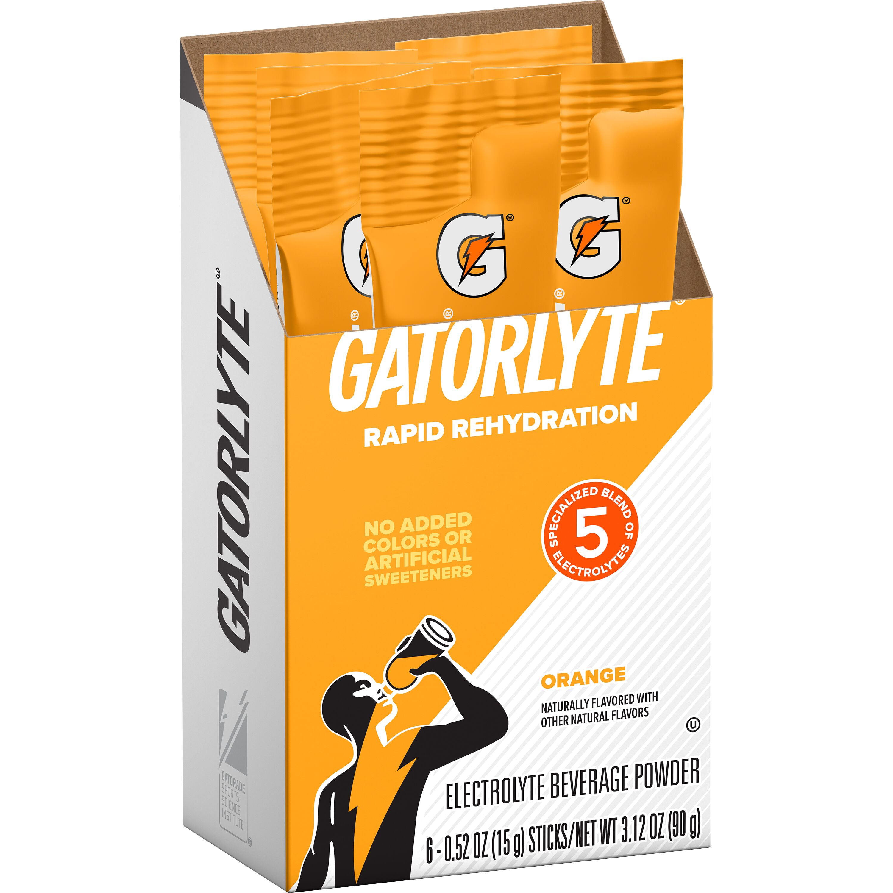 Gatorade Gatorlyte Rapid Rehydration Orange Flavor, Powdered Energy Drink Mix, 3.12 oz, 6 Count Packets