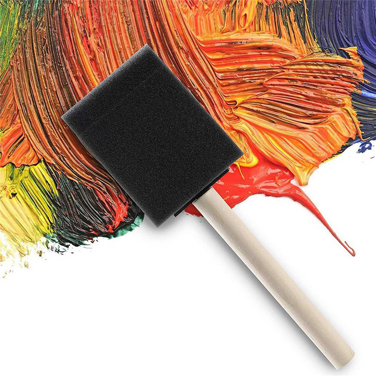150 Pcs 2 Inch Foam Sponge Wood Handle Paint Brush Set, Great for Acrylics, Stains, Varnishes, Crafts, Art