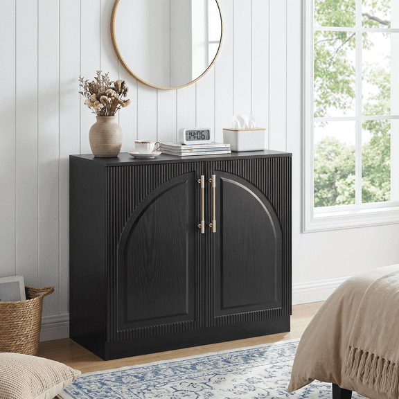 Buffet Cabinet with Storage, Fluted Arched Sideboard, 31.5 in Modern Credenza Console Table for Dining Room, Kitchen, Living Room